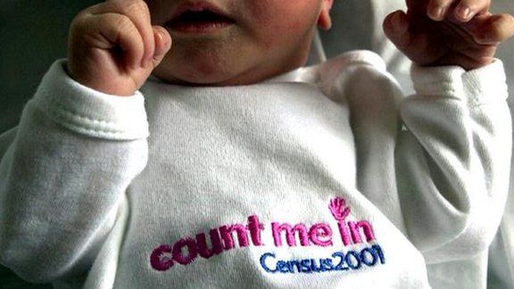 baby wearing 'count me in - census 2001' babygrow