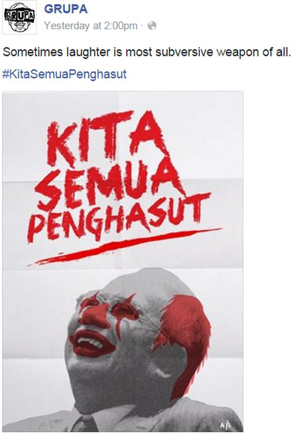 Image of Malaysian prime minister as a clown
