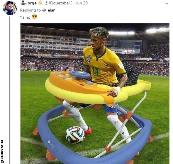 Neymar in a baby walker