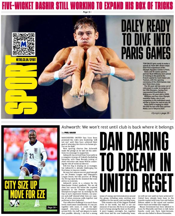 Metro back page