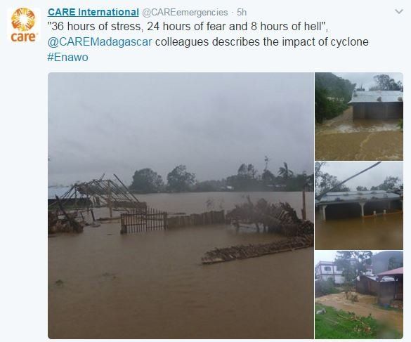 Care International tweet showing flooded land