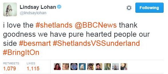 Tweet expressing love for the Shetlands