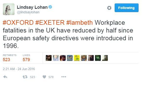 Lohan tweet about EU directives have cut workplace fatalities
