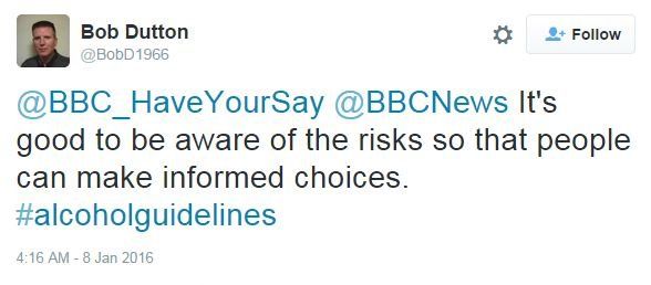 @BBC_HaveYourSay @BBCNews It's good to be aware of the risks so that people can make informed choices. #alcoholguidelines