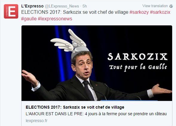 "Sarkozix, the chief of the village" quips L'Expresso News in a tweet
