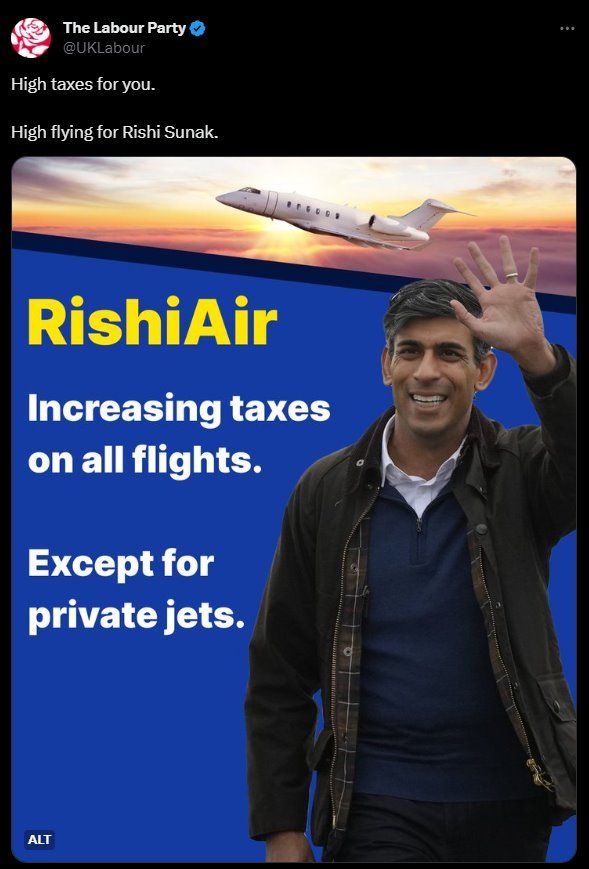  Increasing taxes on all flights. Except for private jets.