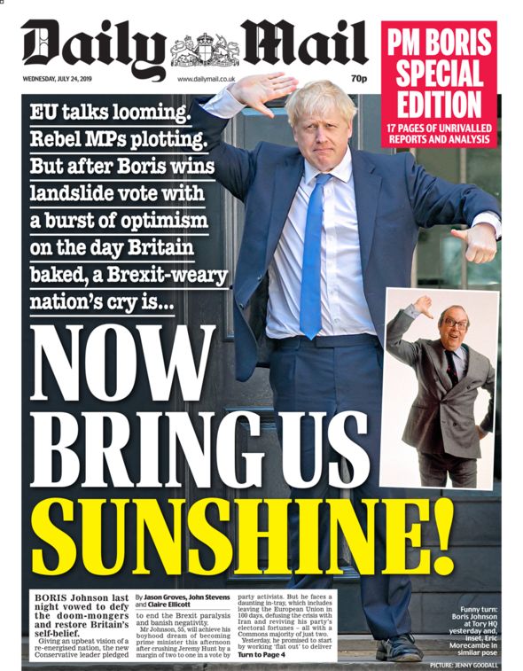 Daily Mail front page 24/07/19