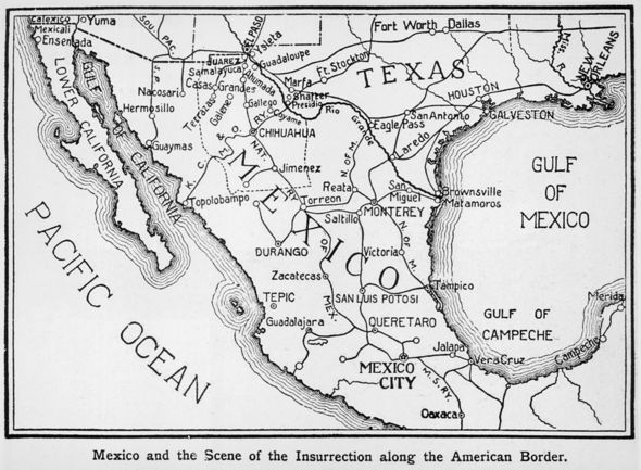 Un mapa de la zona fronteriza entre México y EE.UU. en 1911