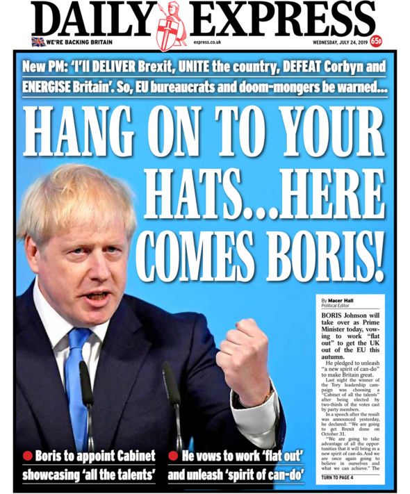 Daily Express front page 24/07/19