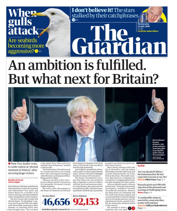 Guardian front page