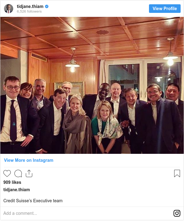 Instagram post by tidjane.thiam: Credit Suisse’s Executive team