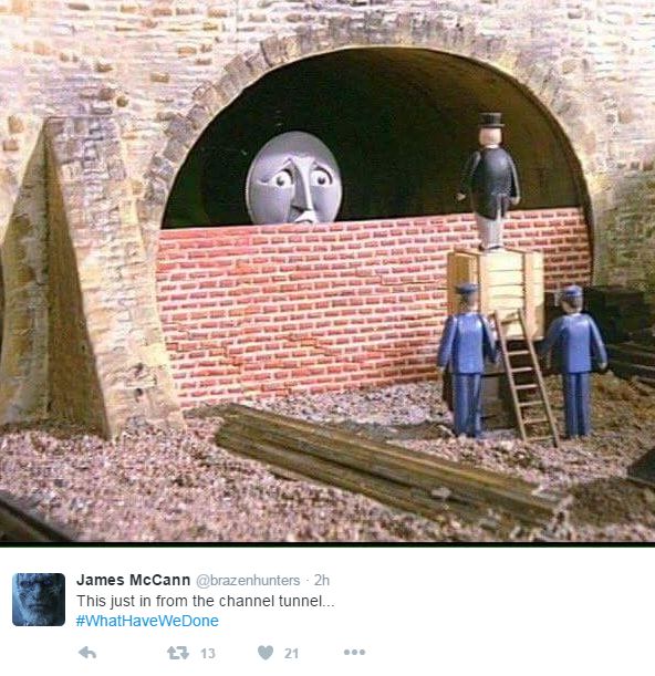 Picture from Thomas The Tank Engine of bricjed up tunnel