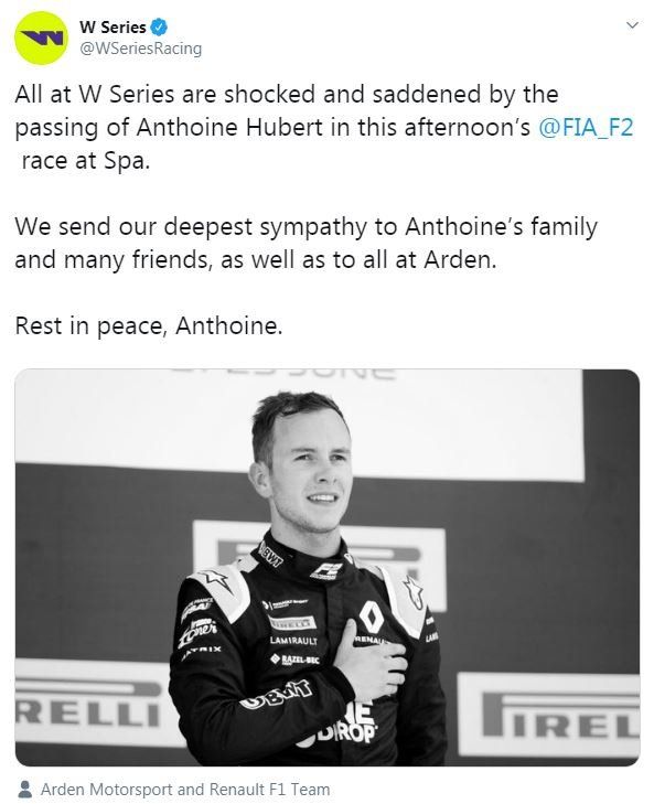 Formula 2 driver Anthoine Hubert killed in Belgium crash - BBC Sport