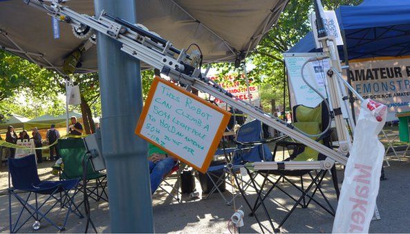 Robot on pole