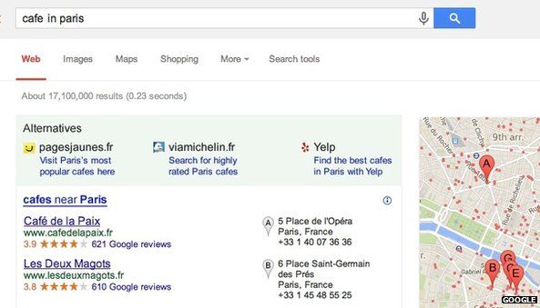 Google screenshot of new search