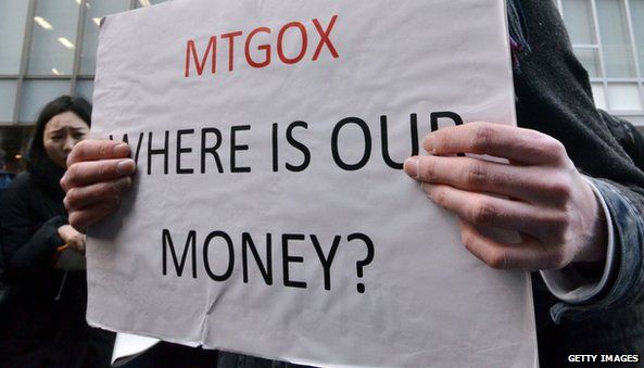 Angry MtGox user with sign