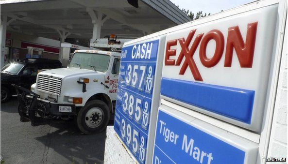 Exxon logo with truck in background