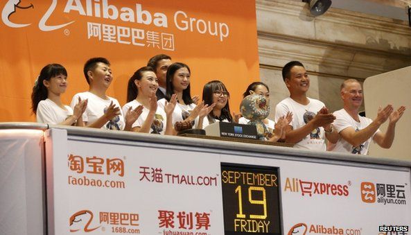 Alibaba employees at new york stock exchange