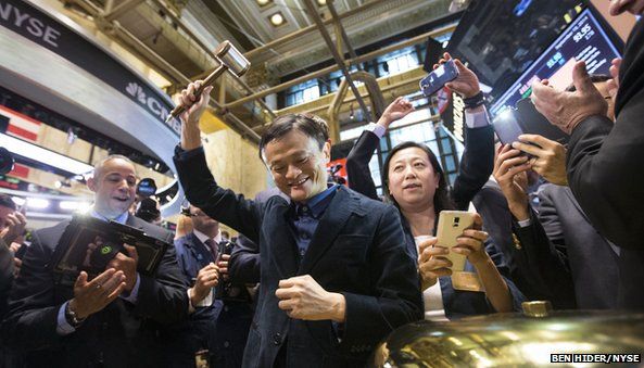 Jack Ma waves a hammer