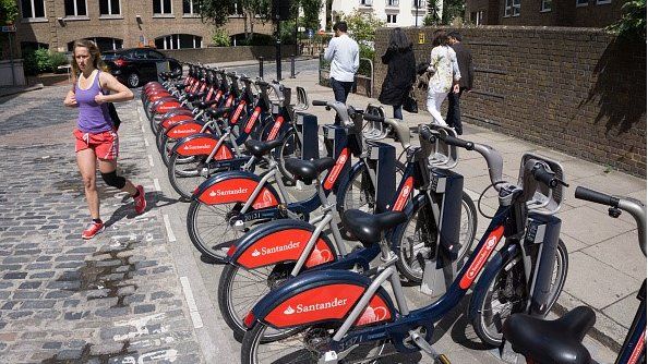 Hire bicycles at a docking station