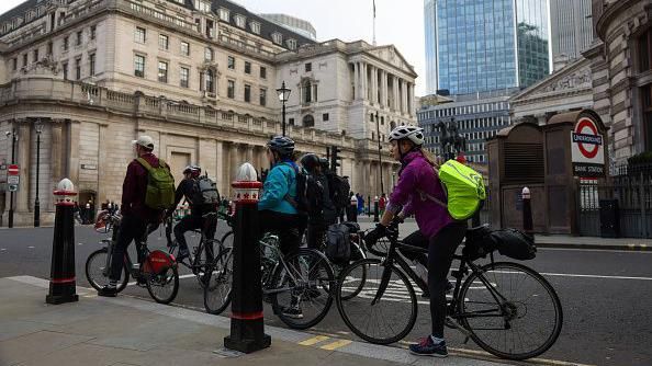 cyclists on bank junction waiting to go