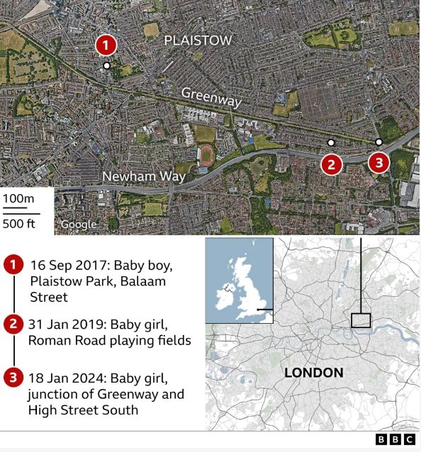 Map of where the abandoned babies were found