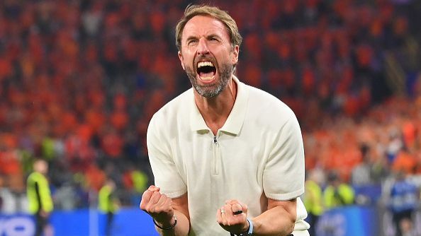 Gareth Southgate celebrates.