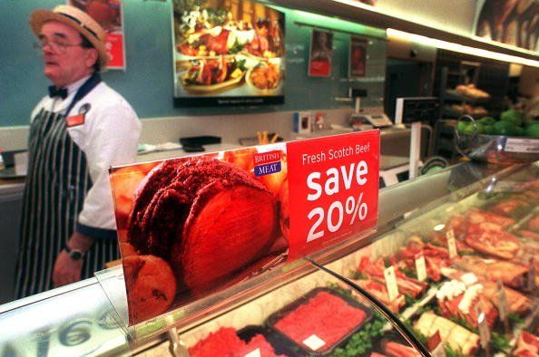 A meat counter at a supermarket