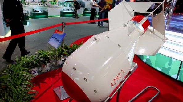 An atomic bomb model during China's 60th anniversary exhibition in Beijing, 23 September 2009