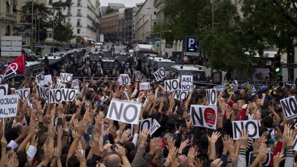 Anti-austerity protesters in Spain
