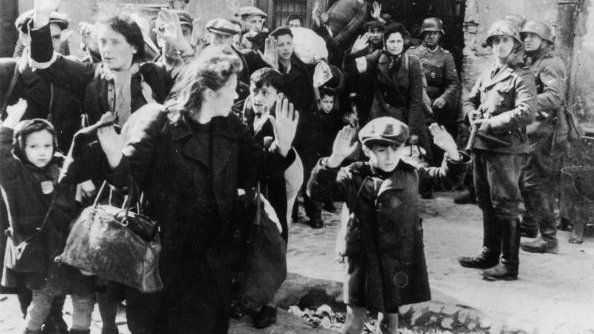 Jews being rounded up in the Warsaw Ghetto after the uprising