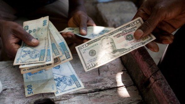Money changer in Kinshasa, DR Congo - 2010