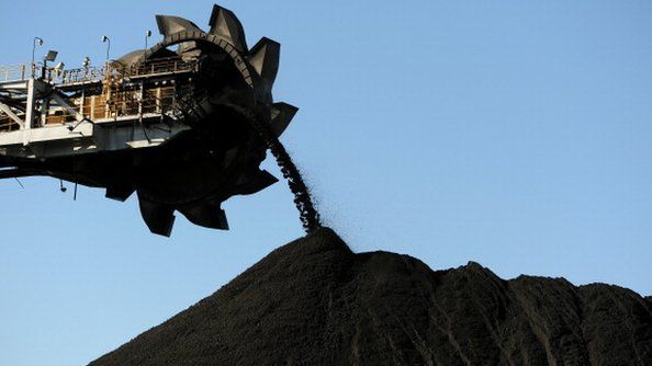 Coal being dumped at a mine