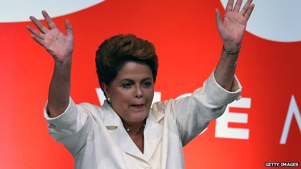 President Dilma Rousseff on re-election night 26 October 2014