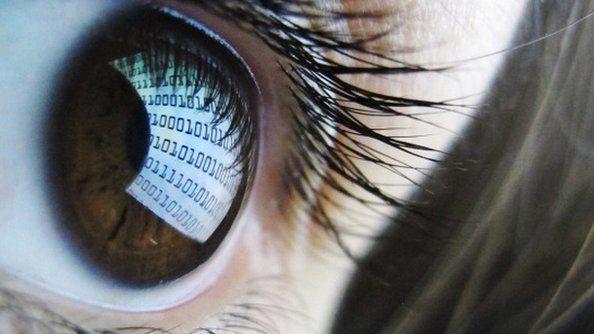 Data reflected in eye