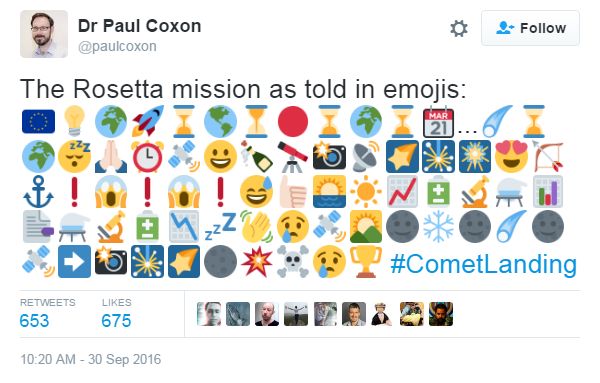The Rosetta mission told through emojis