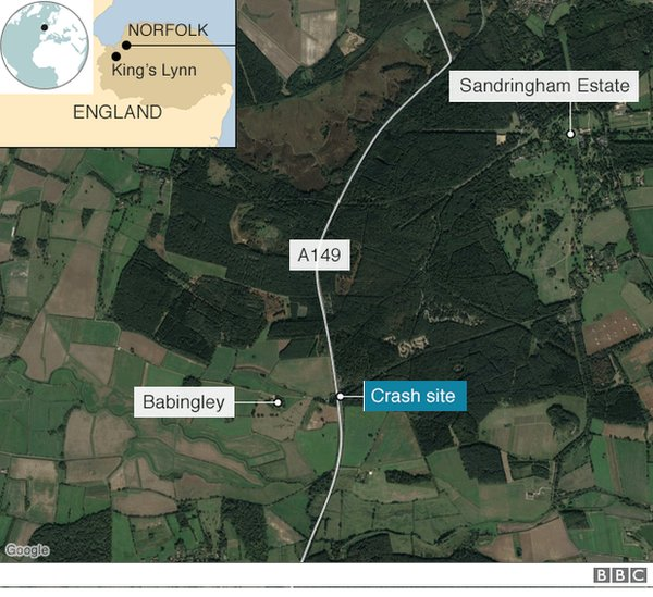 Map of where the Sandringham accident happened