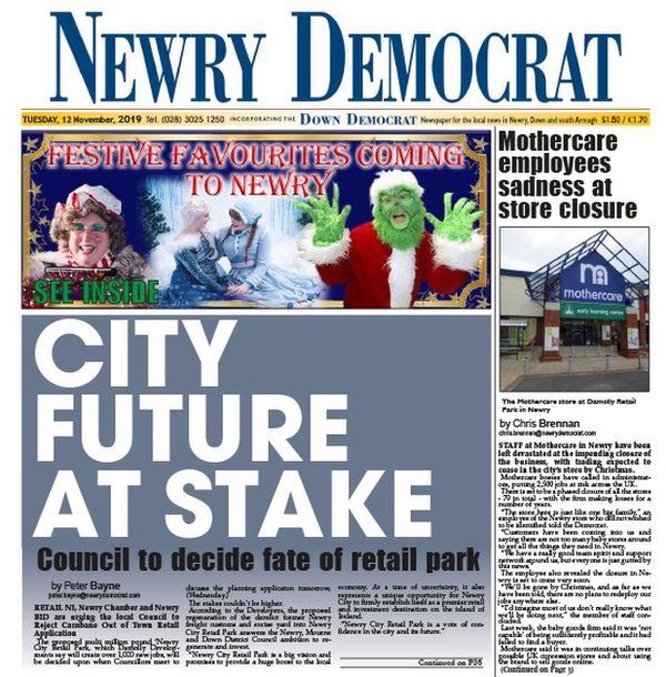The front page of the Newry Democrat