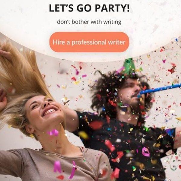 Facebook ad for essay mills. Text: "Let's go party - don't bother with writing"