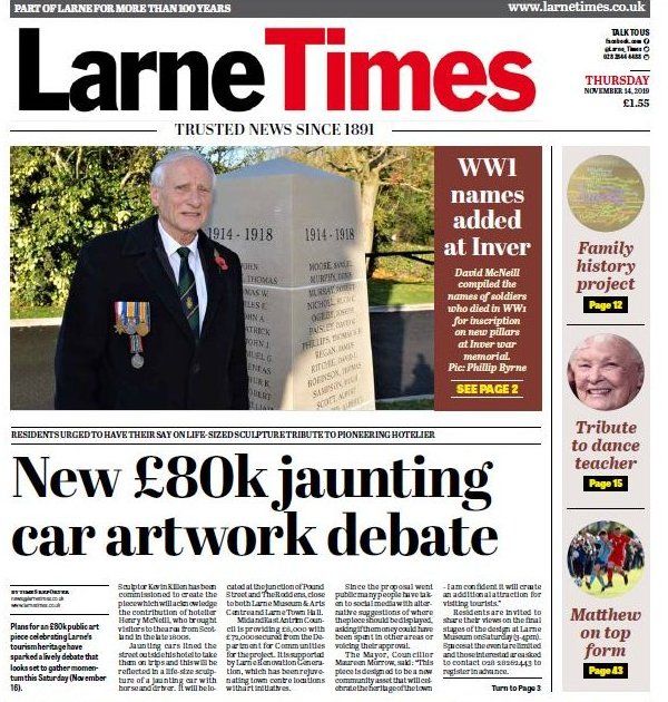 The front page of the Larne Times