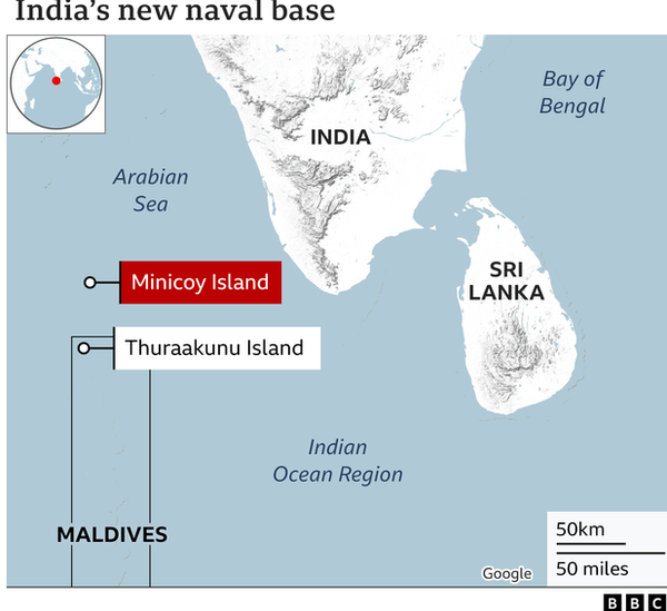 India's naval base at the Minicoy Island close to the Maldives