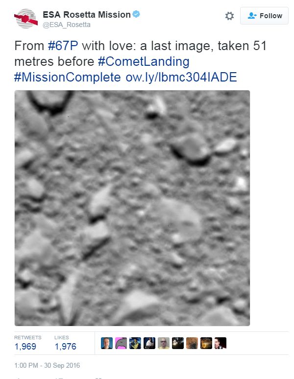 Rosetta's last image of the comet