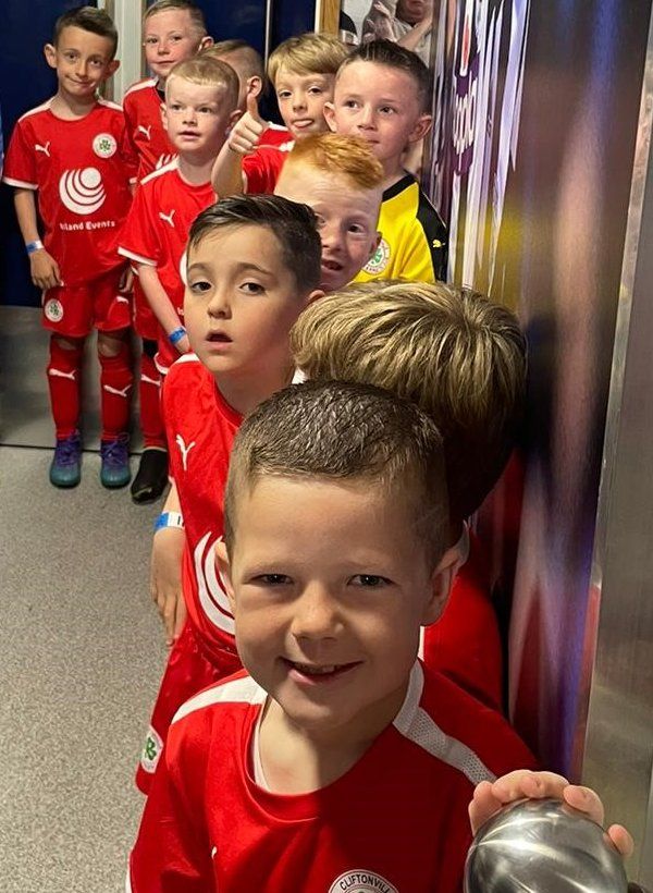 The "Wee Reds" getting ready for their big match