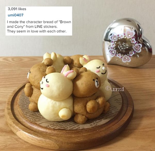Ayumi Kemanai, or "umi0407" is a 47-year-old woman from Tokyo who posts her chigiri-pan creations on Instagram.