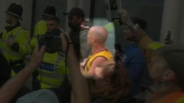 Ian Ward at the counter-protest in Brighton