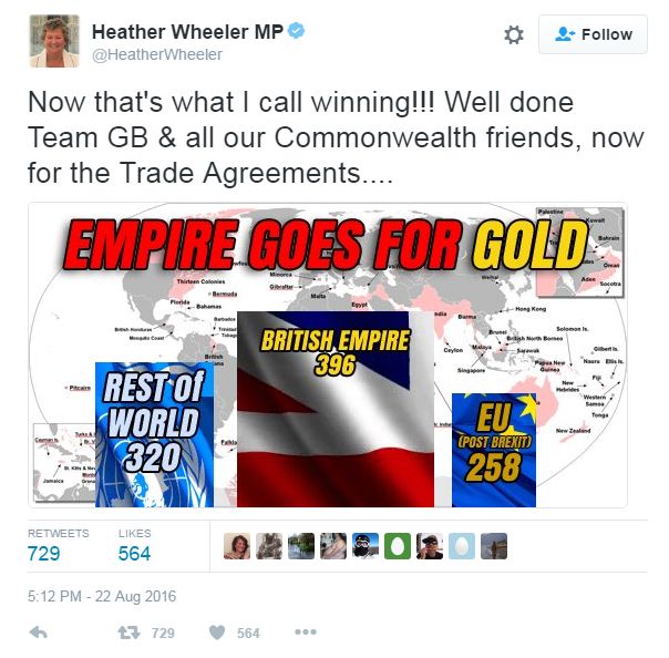 Heather Wheeler British Empire tweet