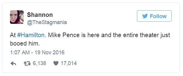 Pence booed at clearance hamilton