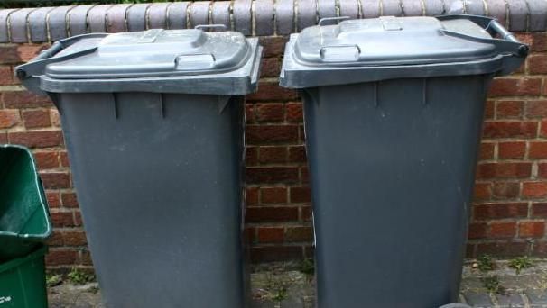 Two black wheelie bins