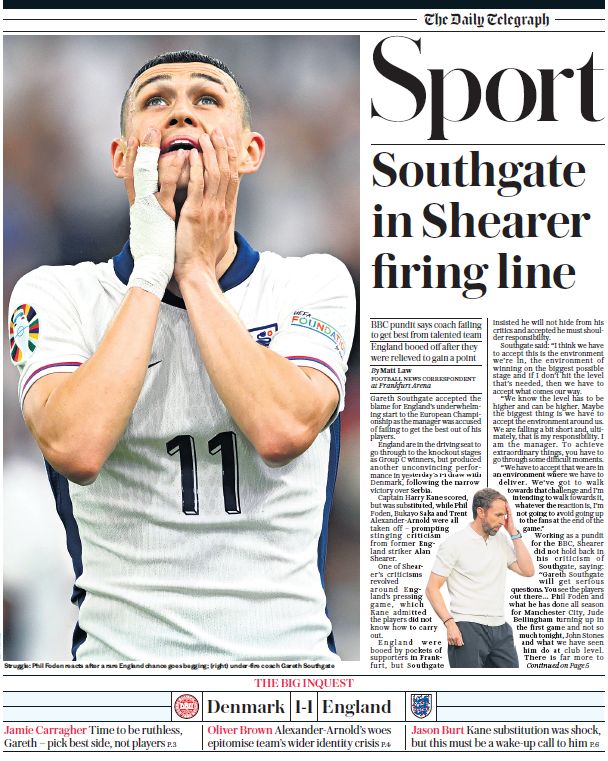 Telegraph back page