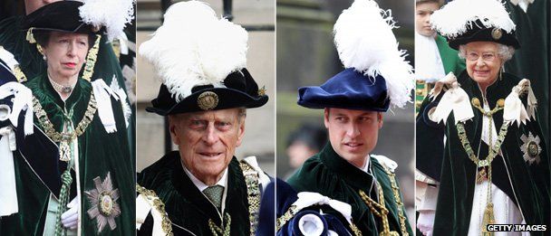 Princess Anne, the Duke of Edinburgh, Prince William and the Queen